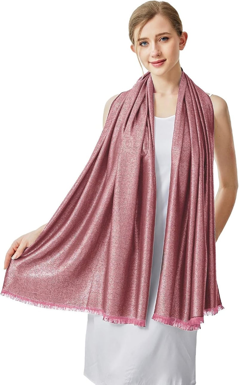 vimate Sparkling Metallic Pashmina Shawl Wraps Scarf for Evening Party Bridal Wedding Formal Dresses - Image 1